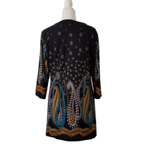 CREATION Women’s A- Line Black Tunic Dress Paisley Print - Size S - Picture 2 of 5